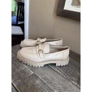 ZARA Women’s Track Lug Sole Buckle Chunky Loafers Shoes Size 40 EU Leather Beige